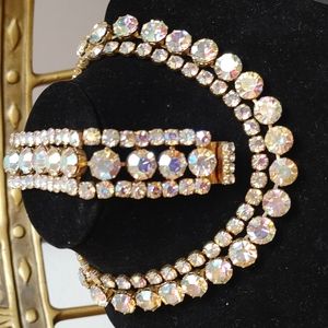 Vintage rhinestone choker and bracelet set